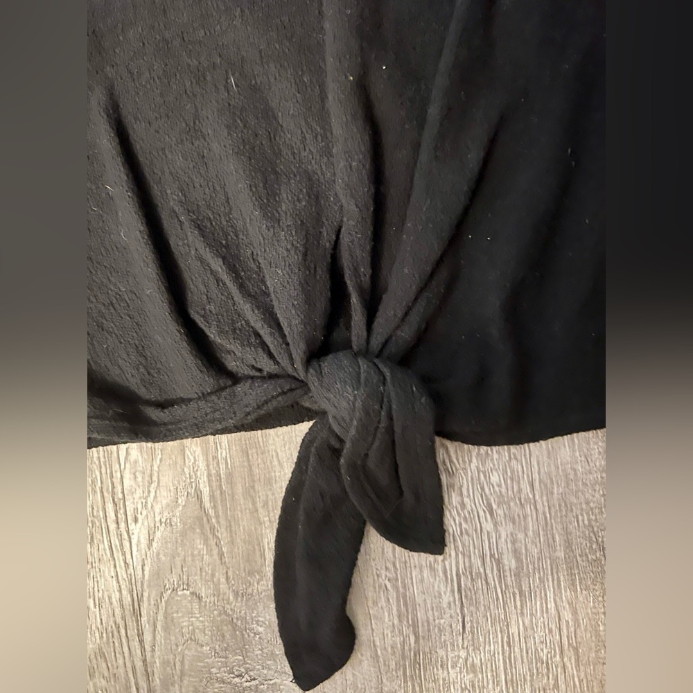 Madewell Texture & Thread Modern Tie-Front Top - Black - Picture 2 of 8